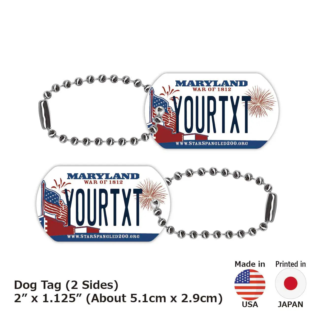 [Medaglietta identificativa per cani/Dog tag] Maryland/Portachiavi personalizzato a forma di targa automobilistica americana