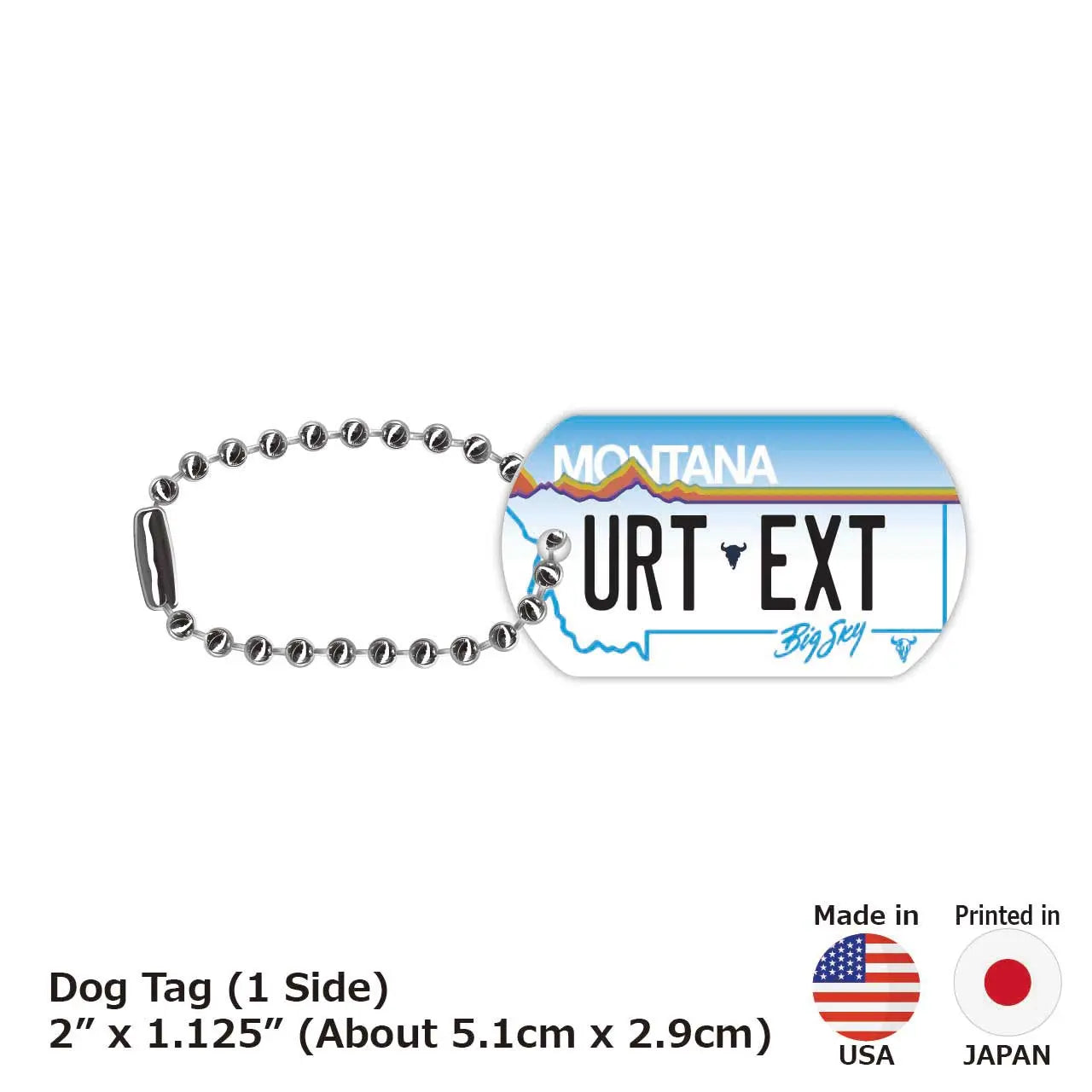 【Medaglietta identificativa per cani - Targhetta】 Montana / Portachiavi personalizzato a forma di targa americana