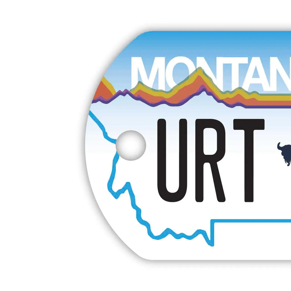 【Medaglietta identificativa per cani - Targhetta】 Montana / Portachiavi personalizzato a forma di targa americana