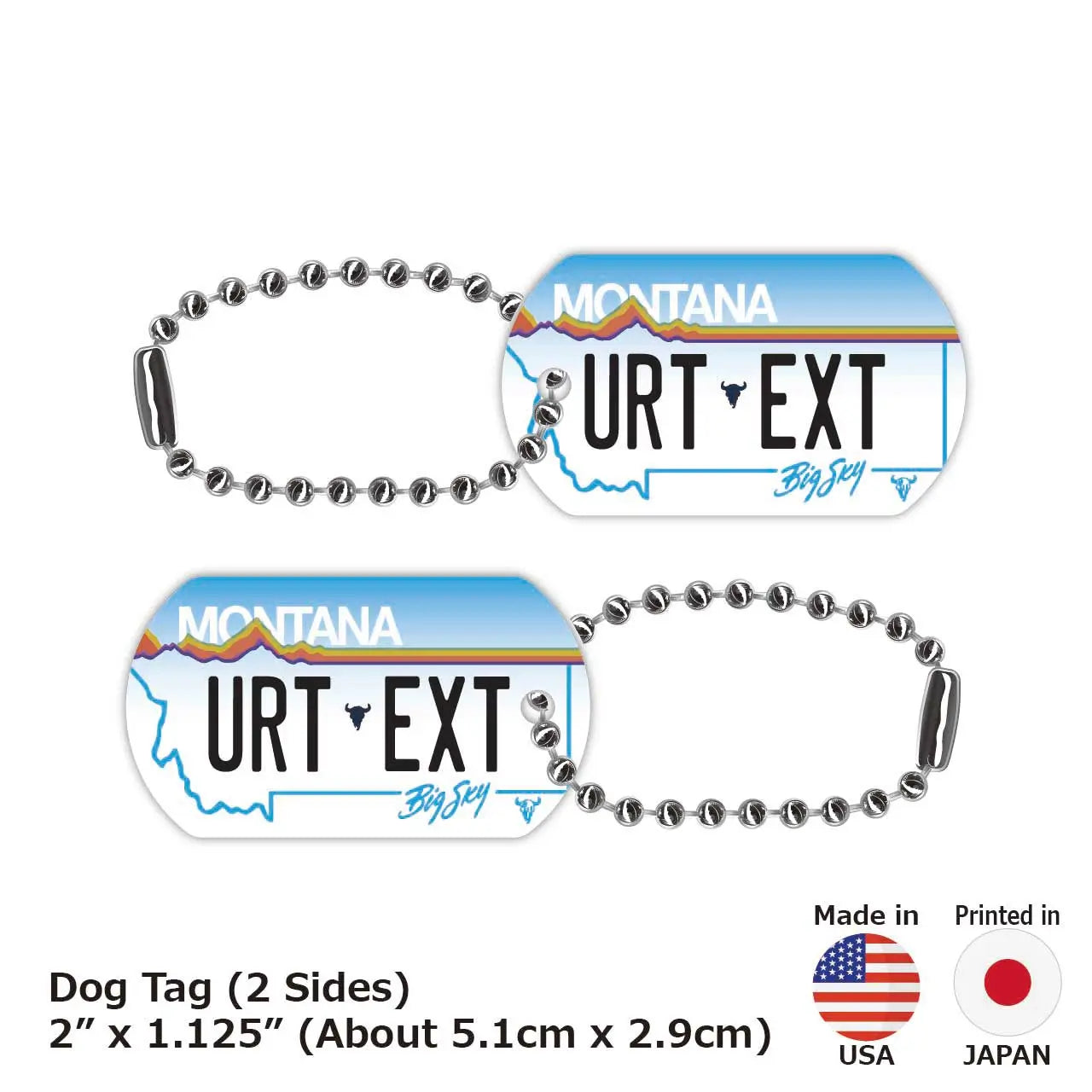 【Medaglietta identificativa per cani - Targhetta】 Montana / Portachiavi personalizzato a forma di targa americana
