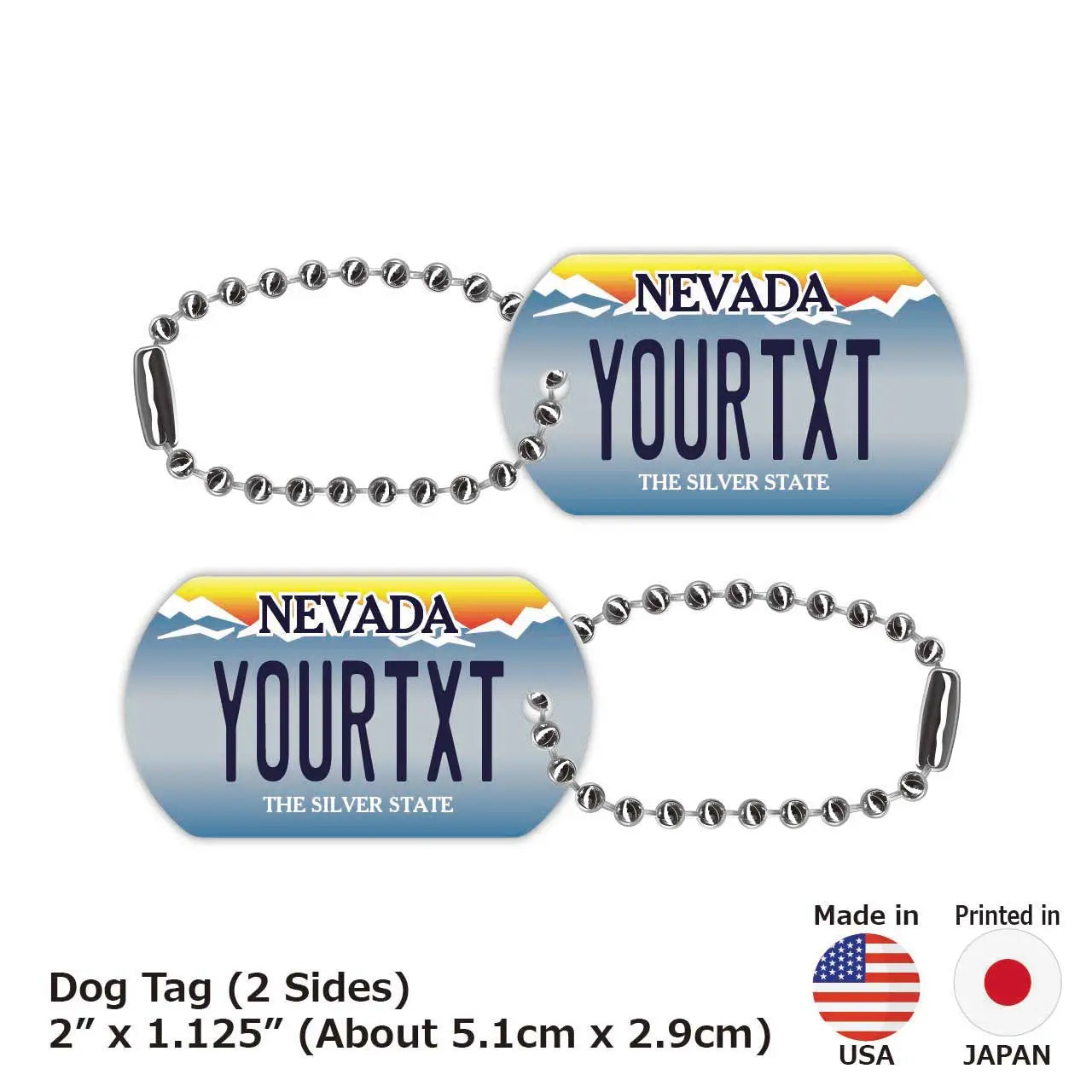 [Medaglietta identificativa per cani/Dog tag] Nevada/Portachiavi personalizzato a forma di targa americana