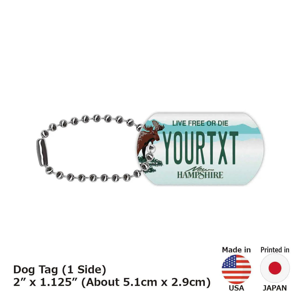 【Medaglietta identificativa per cani/Dog tag】New Hampshire/Portachiavi personalizzato a forma di targa americana