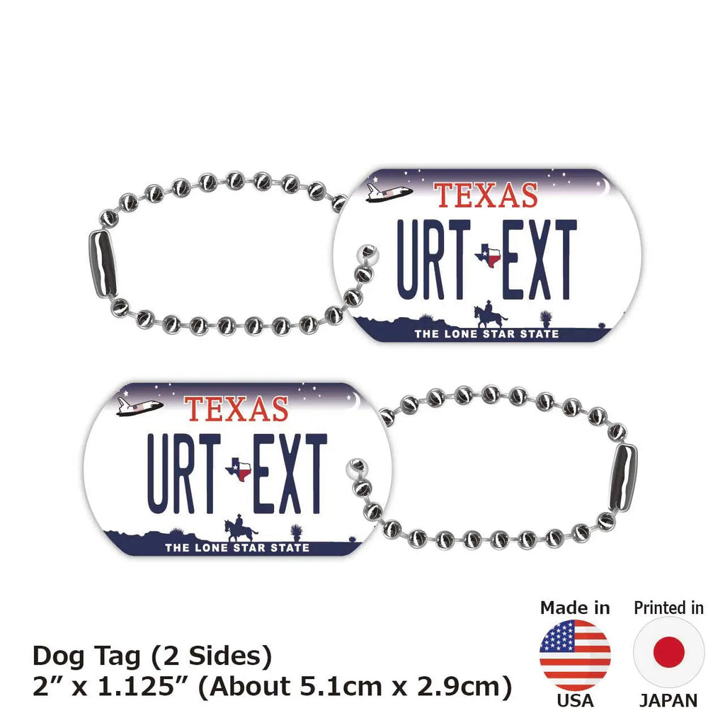 【Medaglietta identificativa per cani - Targhetta identificativa per cani】 Texas / Portachiavi personalizzabile a forma di targa americana originale