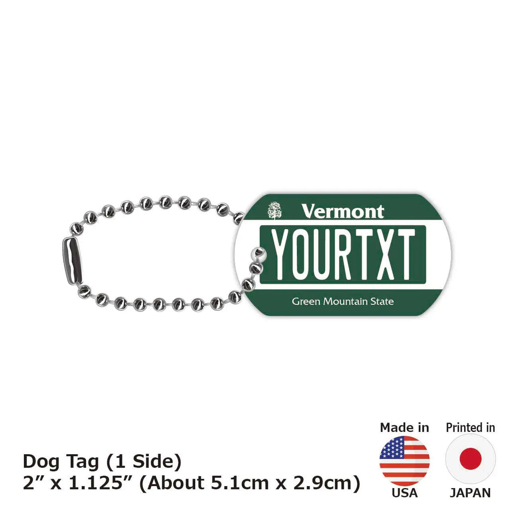 [Medaglietta identificativa per cani] Vermont/Portachiavi personalizzato a forma di targa americana originale