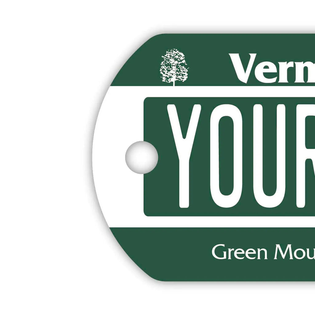 [Medaglietta identificativa per cani] Vermont/Portachiavi personalizzato a forma di targa americana originale