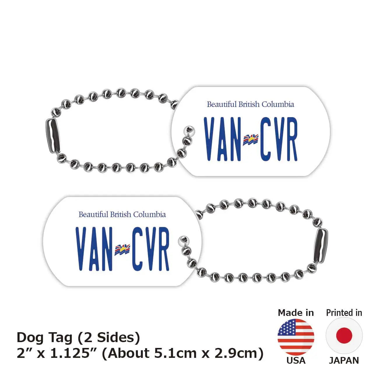 [Medaglietta per cani] British Columbia / Portachiavi personalizzato con targa canadese originale