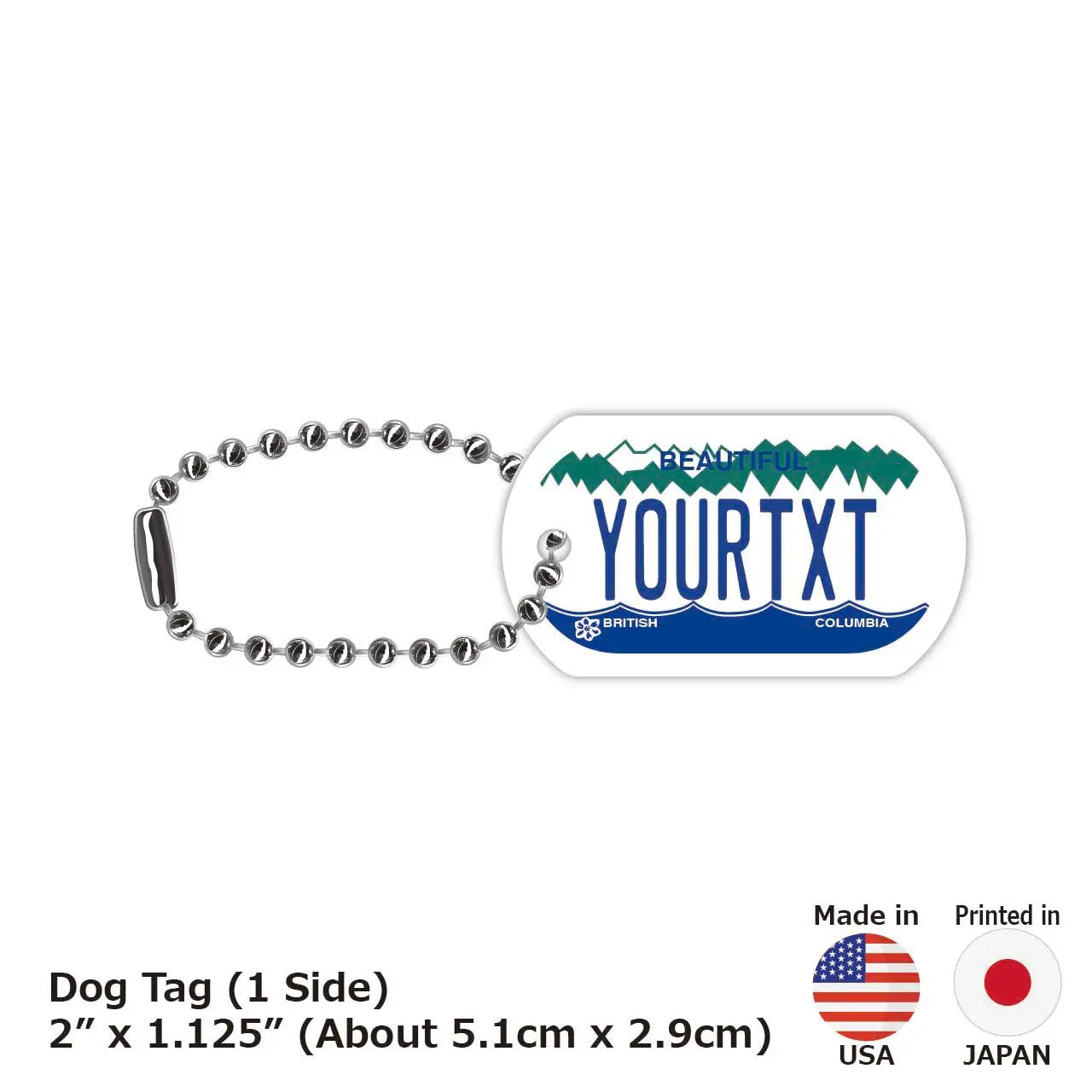 【Medaglietta identificativa per cani/Dog Tag】Columbia Britannica - Targhetta portachiavi personalizzata/originale a forma di targa canadese con nome