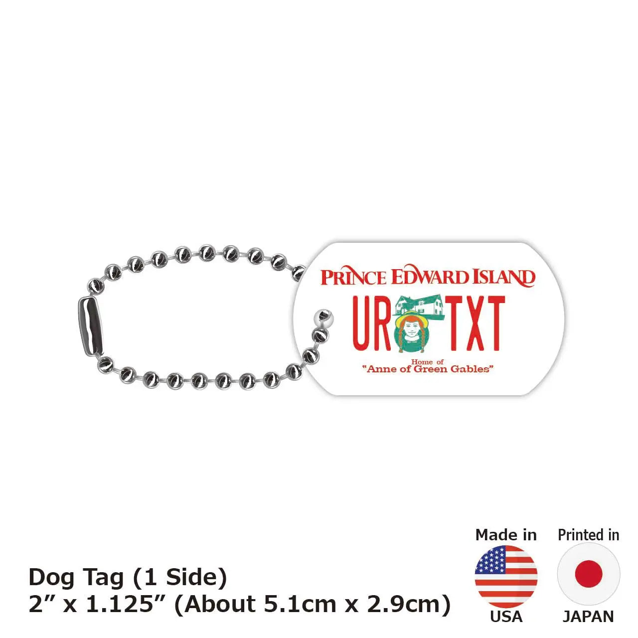 【Medaglietta identificativa per cani/Dog tag】Isola del Principe Edoardo - Anna dai capelli rossi/Portachiavi personalizzato a forma di targa canadese