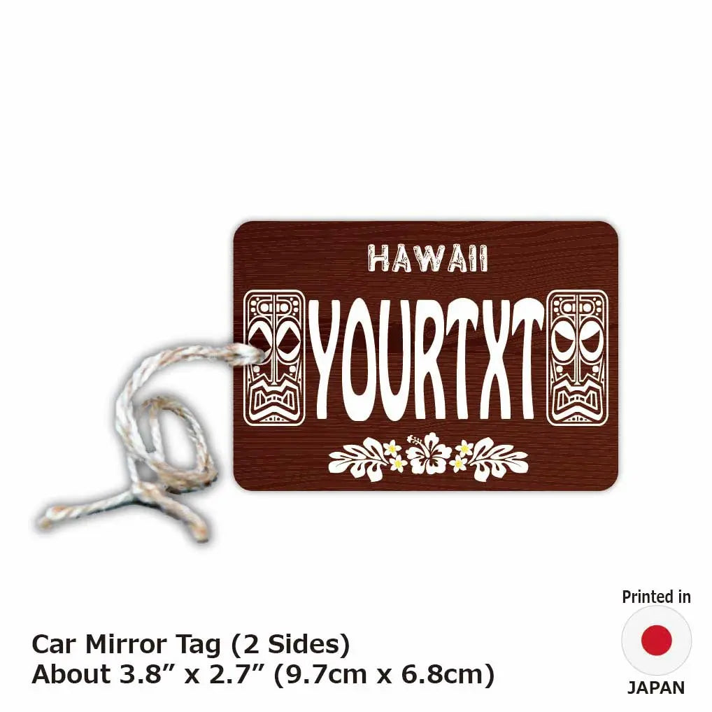 【Targa specchio】 Hawaii Tiki Wood Grain/Deodorante per ambienti originale a forma di targa americana