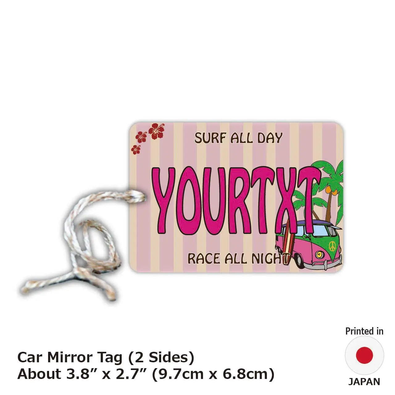 【Mirror Tag】VW Bus Rosa / Deodorante per Auto Originale a Forma di Targa Americana