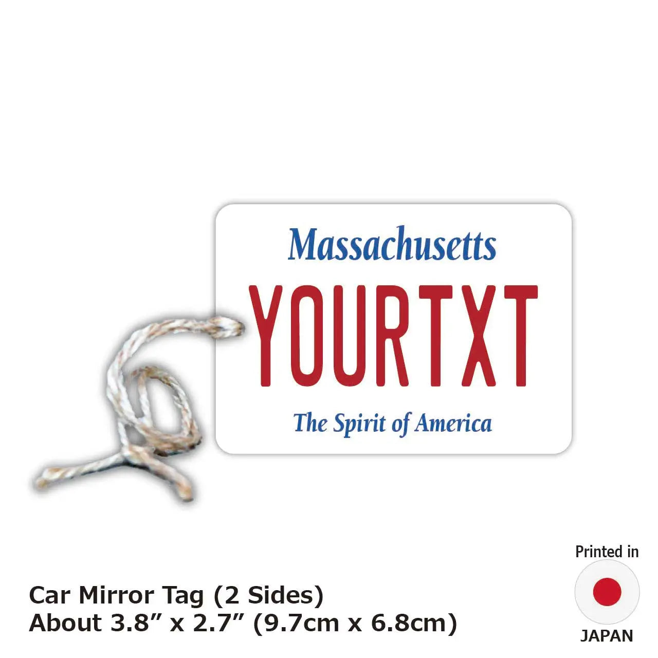 【Specchietto retrovisore】Massachusetts/Deodorante per ambiente a forma di targa americana originale