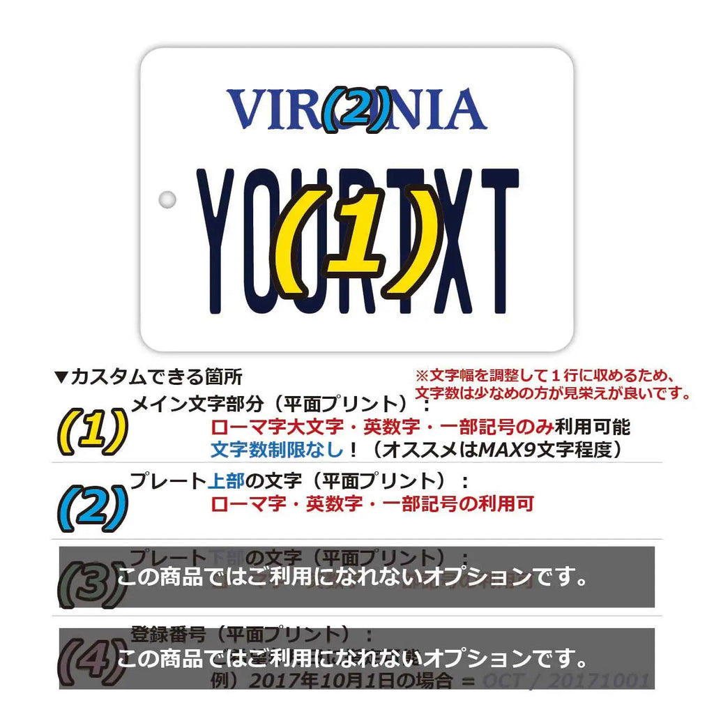 【Etichetta Specchietto】Virginia / Deodorante per Auto Originale a Forma di Targa Americana