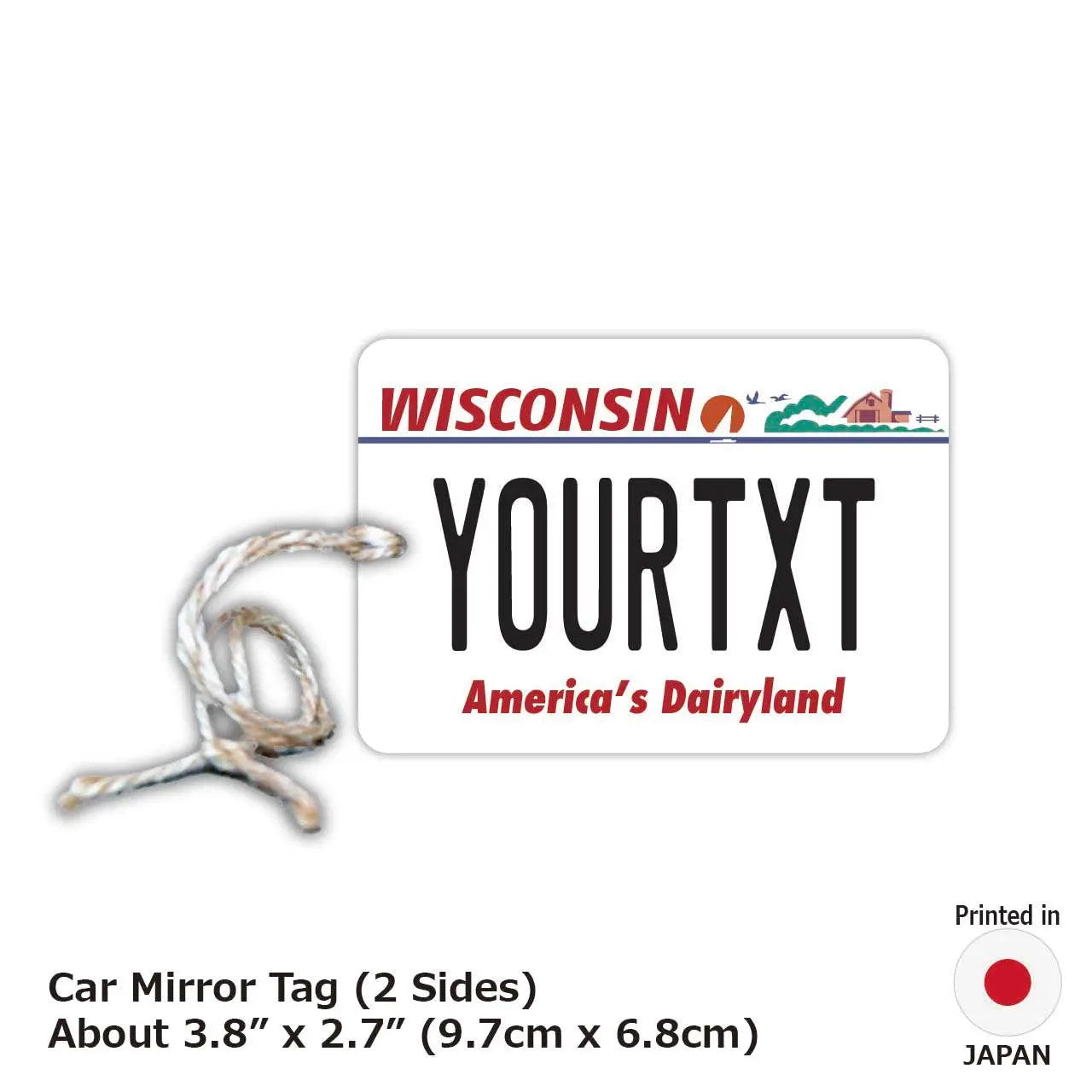 【Targhette per specchietto retrovisore】Wisconsin/Deodorante per auto a forma di targa americana originale