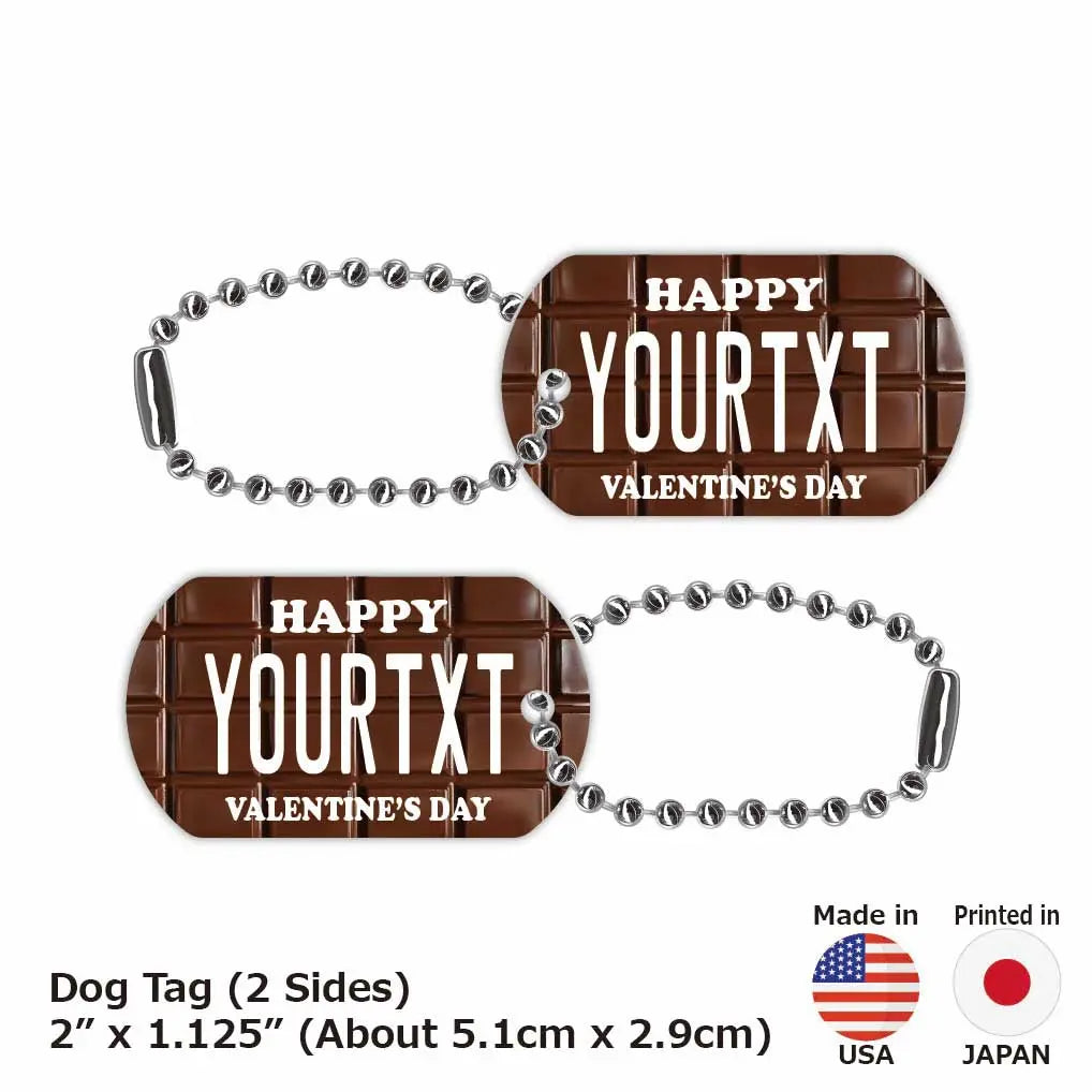 【Medaglietta identificativa per cani/Dog Tag】Tavoletta di cioccolato (San Valentino) / Portachiavi personalizzato a forma di targa americana