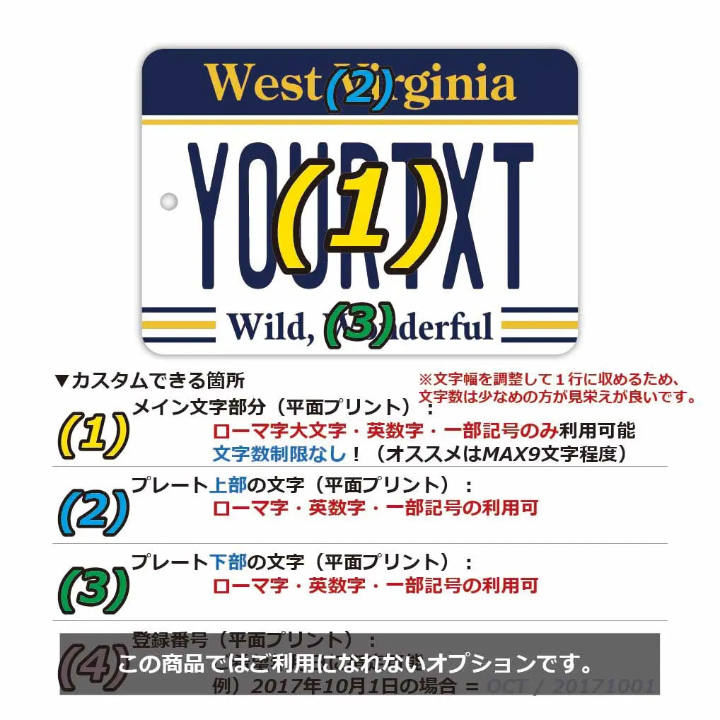 【Etichetta Specchietto Retrovistore】West Virginia/Deodorante per Auto a Forma di Targa Americana Originale