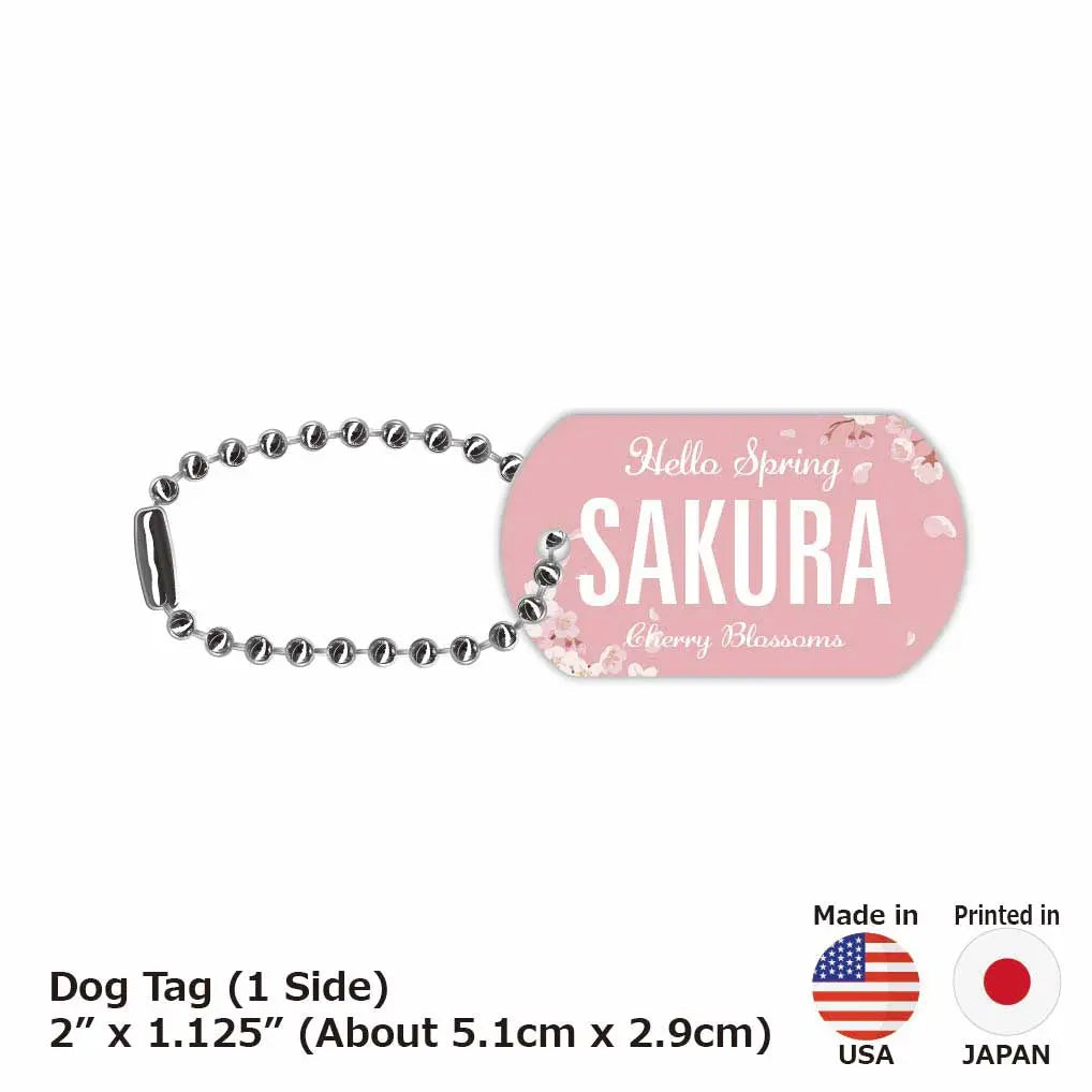 【Medaglietta identificativa per cani/Dog Tag】Sakura/Portachiavi personalizzabile a forma di targa automobilistica americana