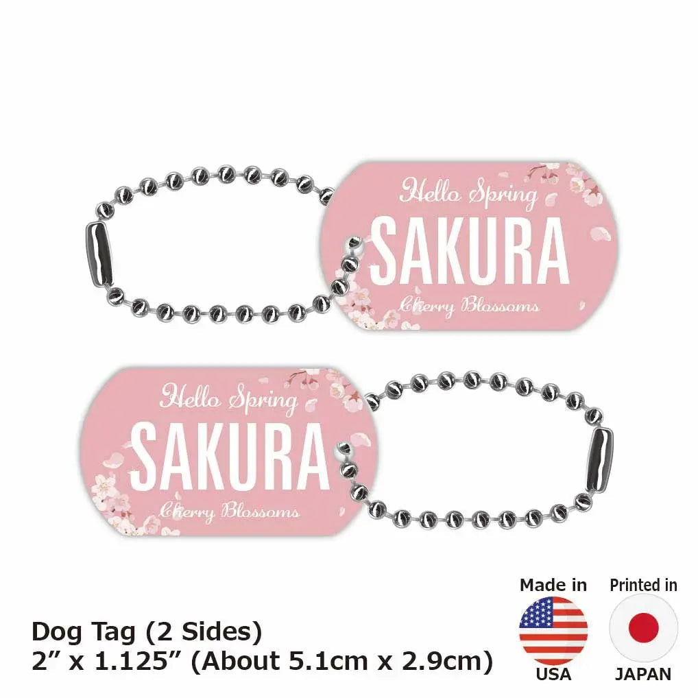 【Medaglietta identificativa per cani/Dog Tag】Sakura/Portachiavi personalizzabile a forma di targa automobilistica americana