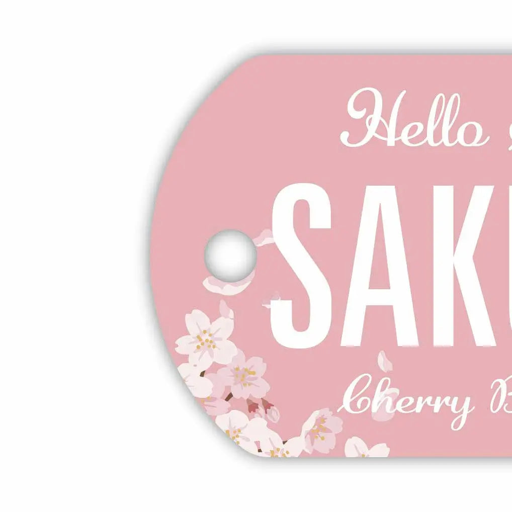 【Medaglietta identificativa per cani/Dog Tag】Sakura/Portachiavi personalizzabile a forma di targa automobilistica americana