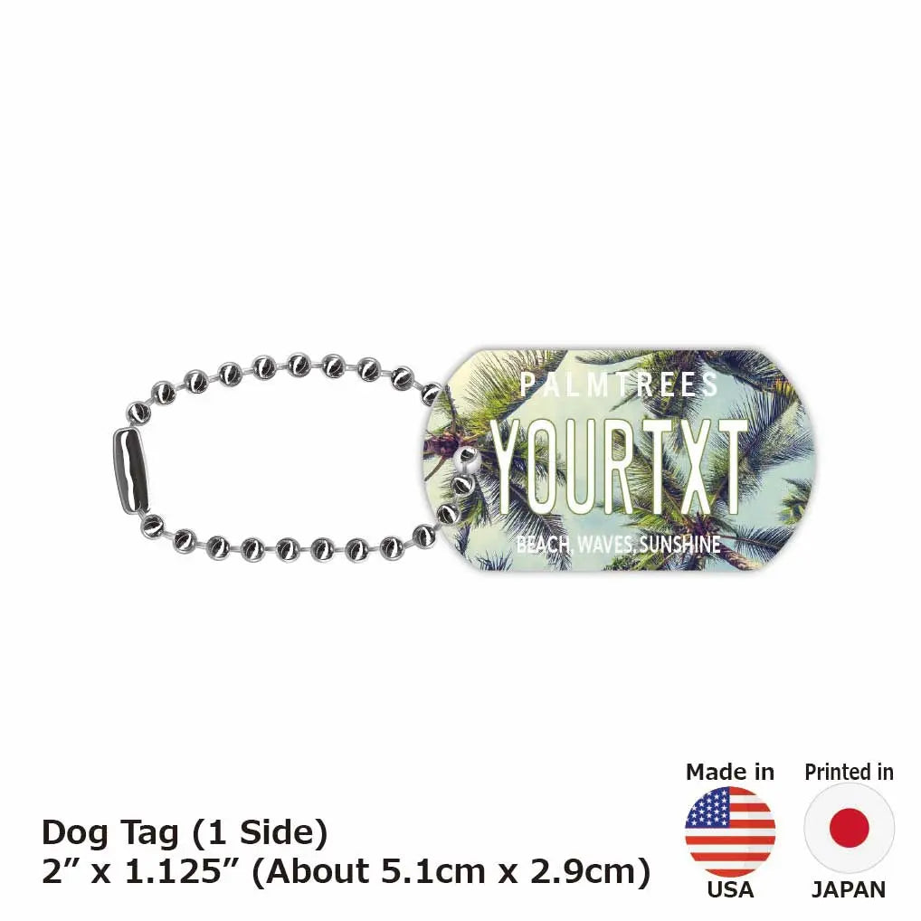 【Medaglietta identificativa per cani/Piastrina per cani】Palma・Cielo/Portachiavi personalizzato a forma di targa americana