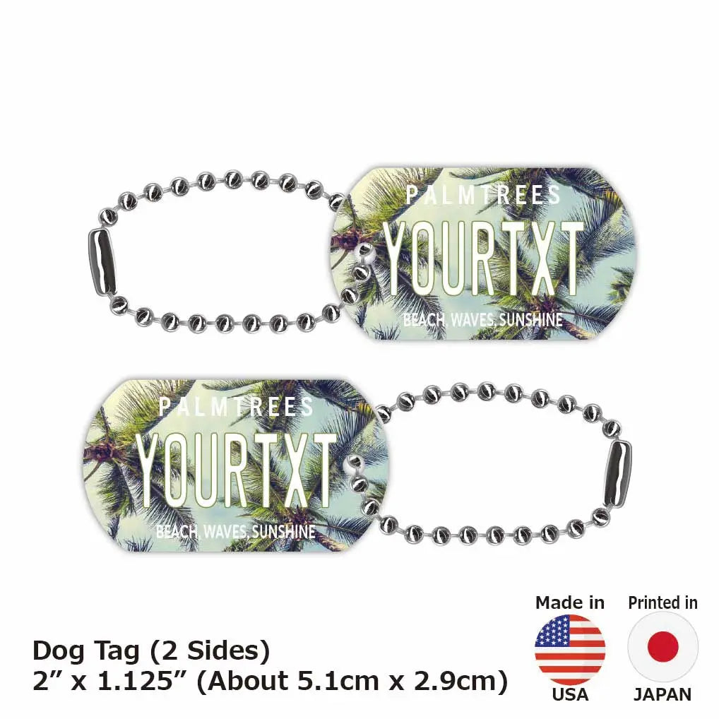 【Medaglietta identificativa per cani/Piastrina per cani】Palma・Cielo/Portachiavi personalizzato a forma di targa americana