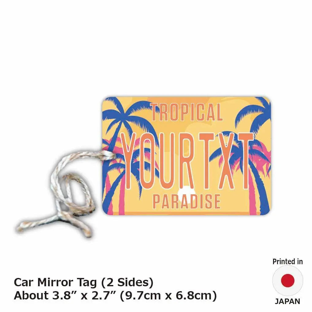 【Targhetta per specchietto】Palme e tramonto paradisiaco/Deodorante per auto originale a forma di targa americana