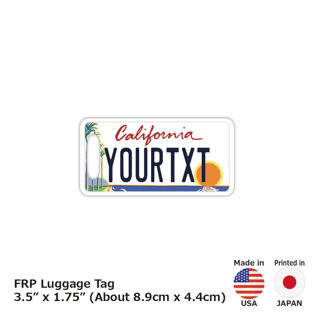 [Etichetta per bagaglio] California, palma/piastra targa americana originale a forma di targa, elegante, etichetta antifurto