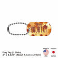 【Medaglietta identificativa per cani/Dog tag】Foglie d'acero・Marrone/Portachiavi personalizzato a forma di targa automobilistica americana