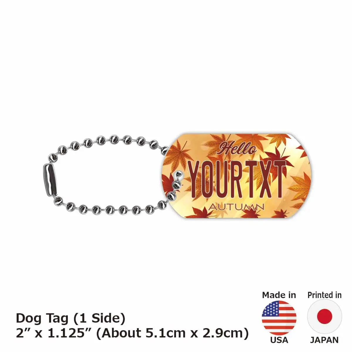 【Medaglietta identificativa per cani/Dog tag】Foglie d'acero・Marrone/Portachiavi personalizzato a forma di targa automobilistica americana
