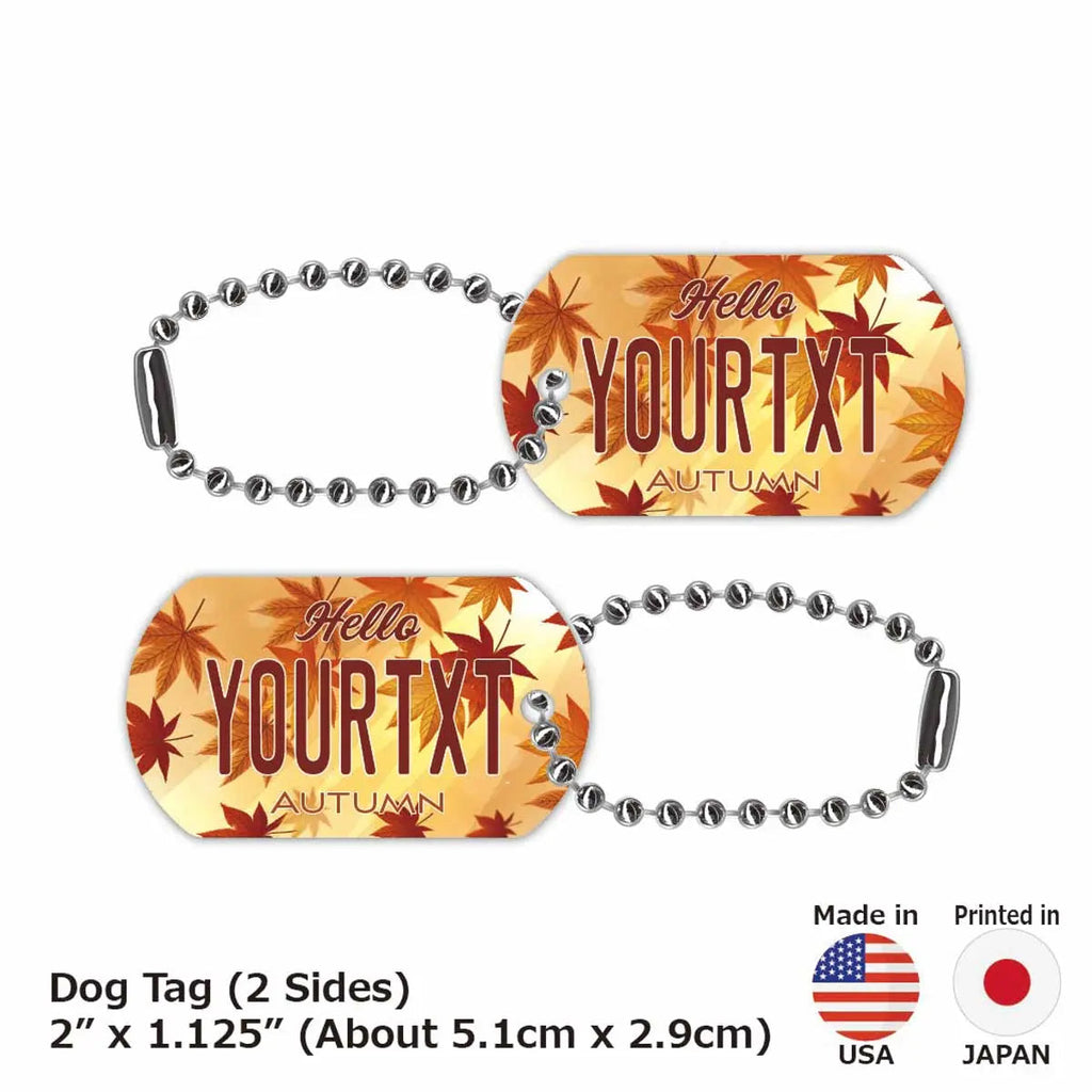【Medaglietta identificativa per cani/Dog tag】Foglie d'acero・Marrone/Portachiavi personalizzato a forma di targa automobilistica americana