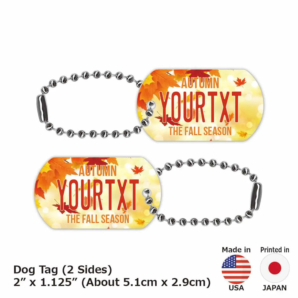 【Medaglietta identificativa per cani/Dog tag】Foglie d'autunno・Arancione/Portachiavi personalizzato a forma di targa americana