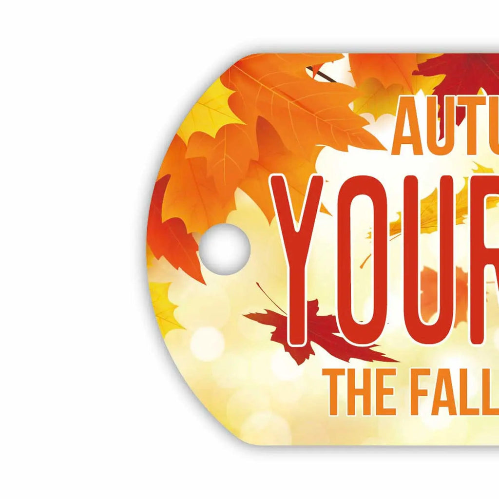 【Medaglietta identificativa per cani/Dog tag】Foglie d'autunno・Arancione/Portachiavi personalizzato a forma di targa americana