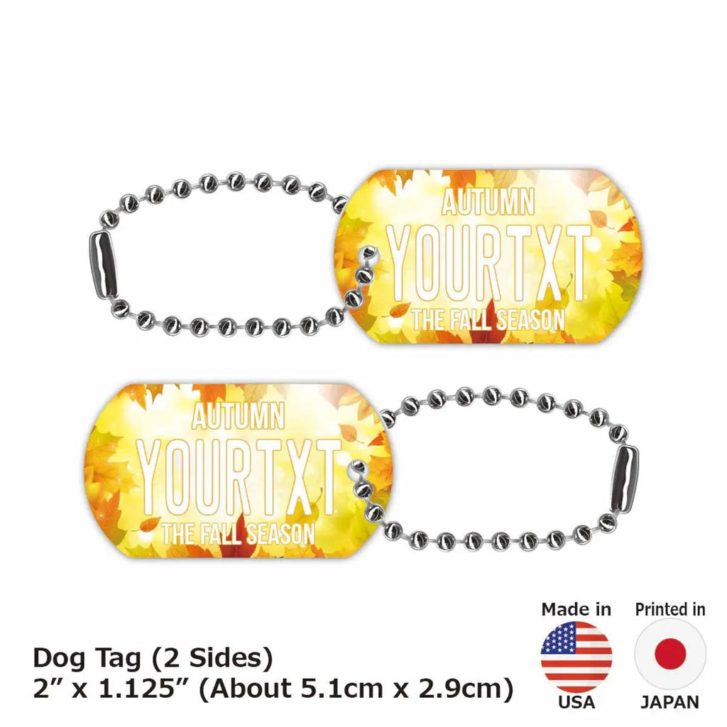 【Medaglietta identificativa per cani】Acero autunnale - Giallo / Portachiavi personalizzato a forma di targa americana