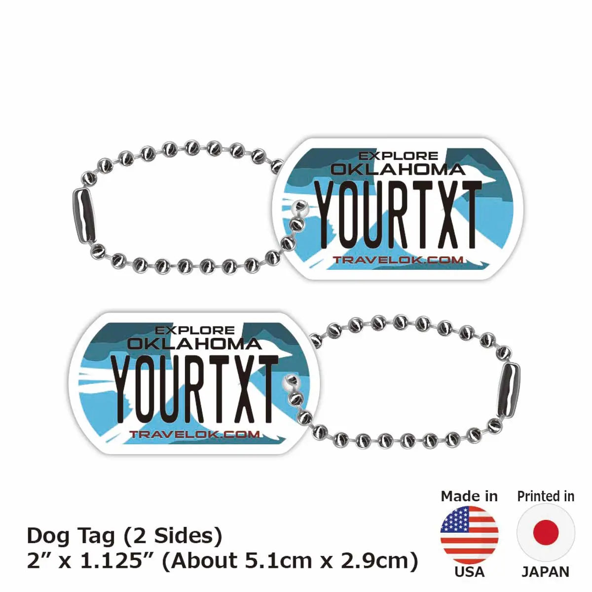 [Medaglietta identificativa per cani] Oklahoma/Portachiavi personalizzato a forma di targa americana originale