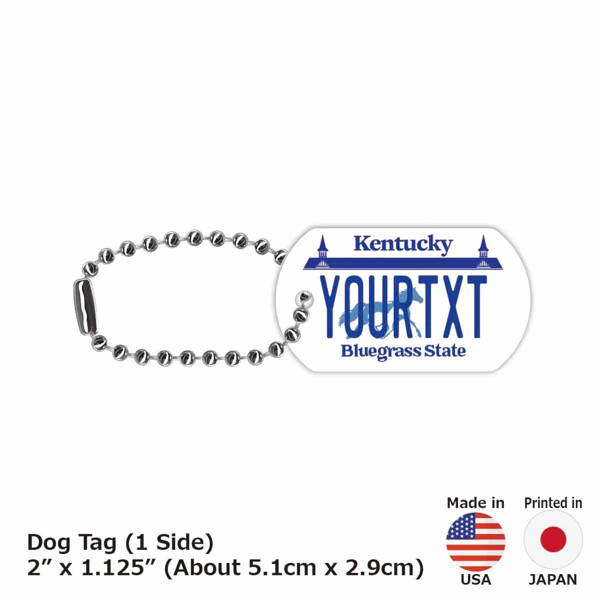 【Medaglietta identificativa per cani - Targhetta identificativa】Kentucky/ Targhetta con nome a forma di targa americana originale