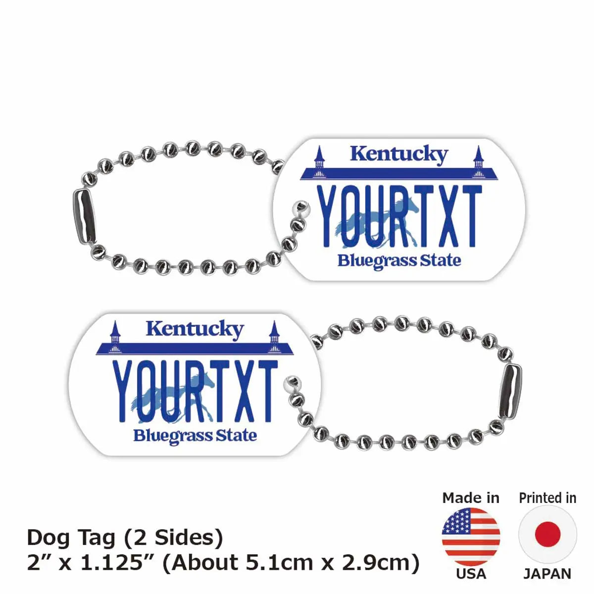 【Medaglietta identificativa per cani - Targhetta identificativa】Kentucky/ Targhetta con nome a forma di targa americana originale