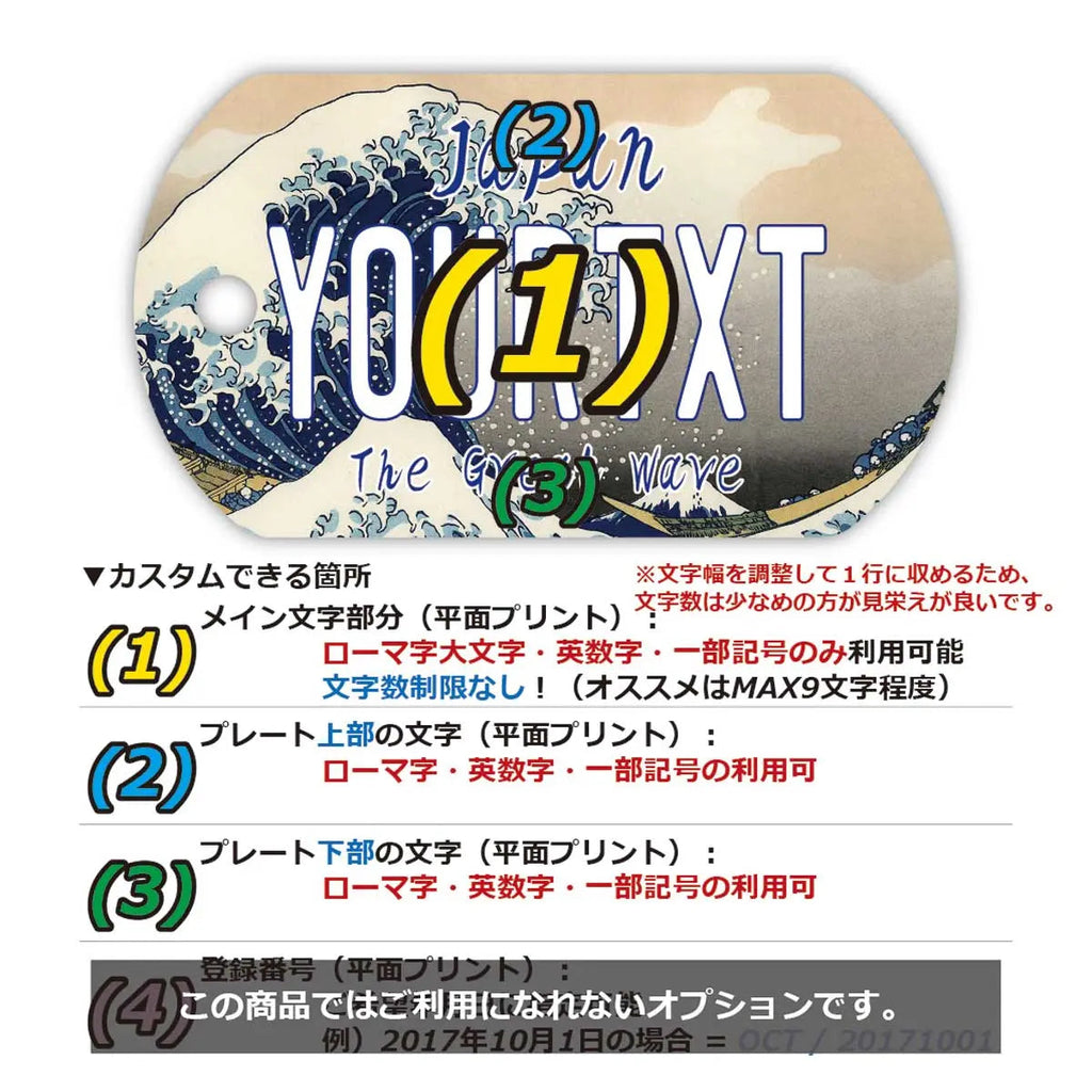 【Medaglietta per cani/dog tag】Katsushika Hokusai・Trentasei vedute del Monte Fuji・La grande onda di Kanagawa・Grande onda / Portachiavi personalizzato a forma di targa americana