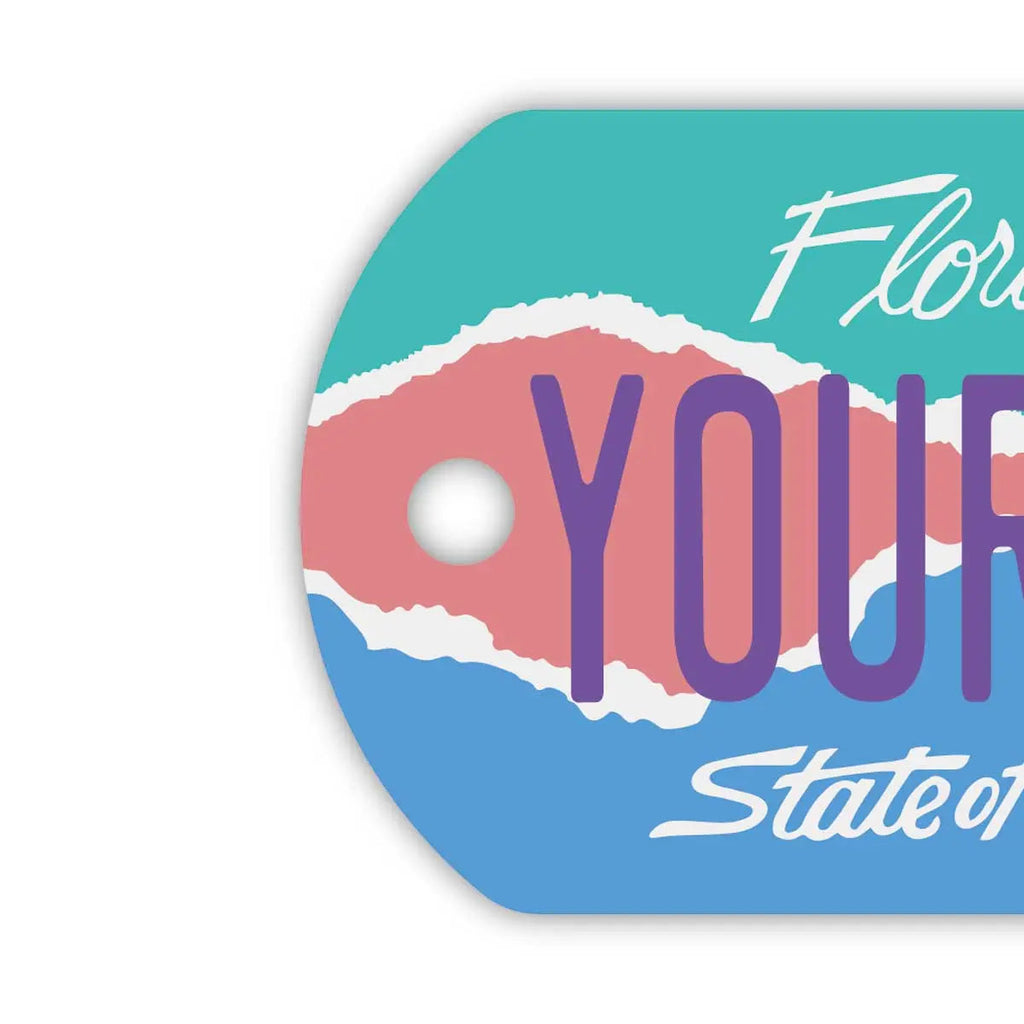 【Etichetta identificativa/Medaglietta per cani】Florida Art/Portachiavi personalizzato a forma di targa americana originale