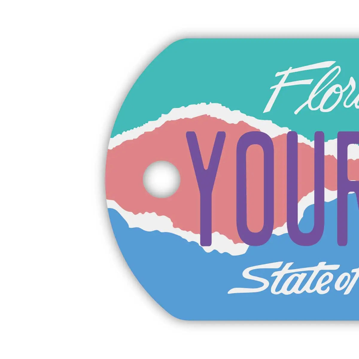 【Etichetta identificativa/Medaglietta per cani】Florida Art/Portachiavi personalizzato a forma di targa americana originale