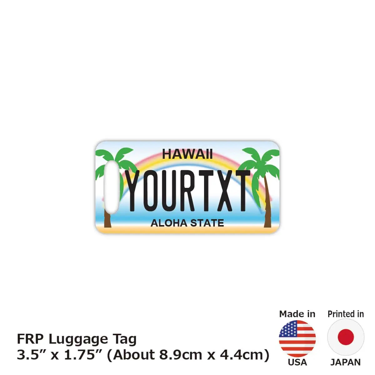 [Targhetta per bagaglio] Hawaii - Palme / Originale a forma di targa americana, elegante, tag anti-smarrimento