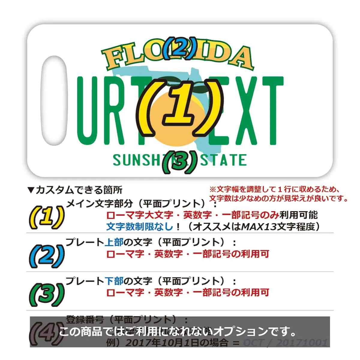 【Etichetta per Bagaglio】Florida/Targa Americana Originale a Forma di Targhetta • Elegante • Etichetta Antismarrimento