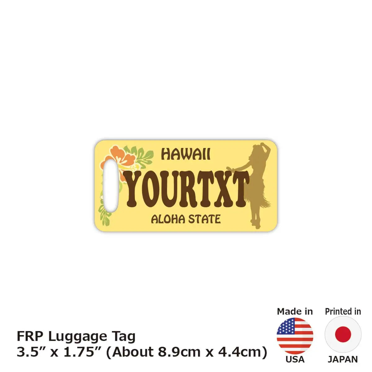 【Etichetta per bagaglio】Hula hawaiana/Originale a forma di targa americana, elegante, tag anti-smarrimento