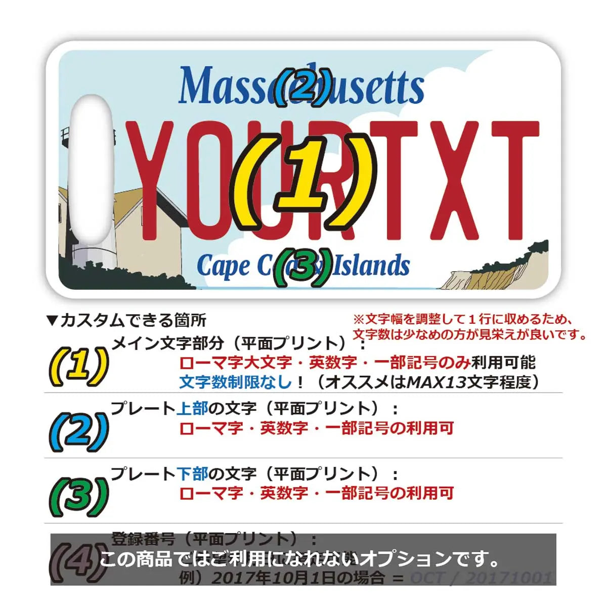 【Targhetta per bagaglio】Massachusetts Cape Cod / Design originale targa americana, elegante, per evitare smarrimenti