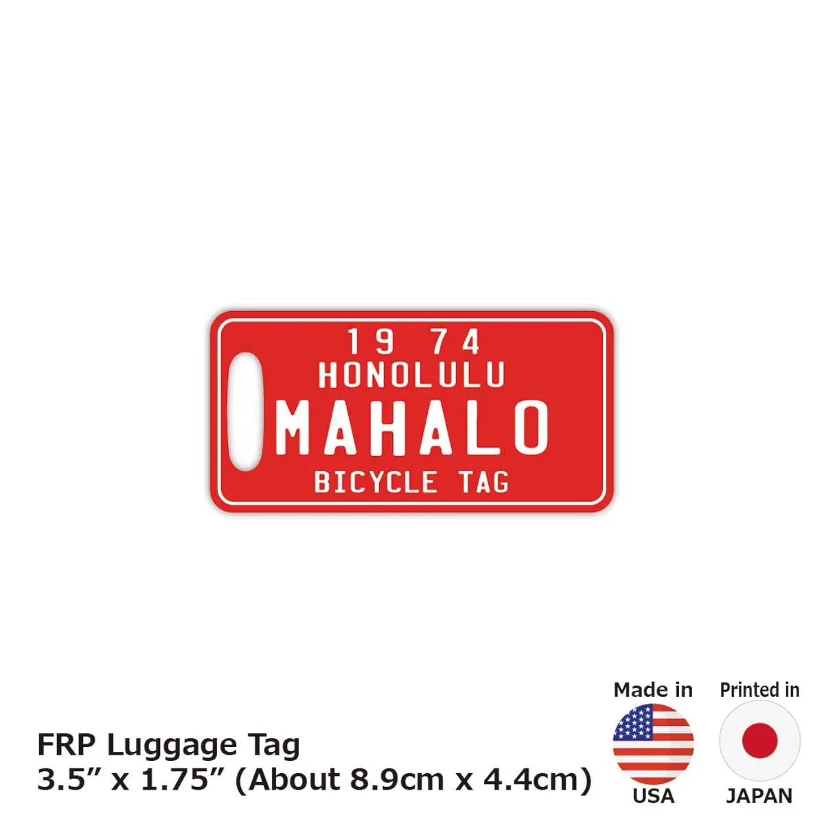 [Targhetta per bagagli] Stile "Hawaiian Bike Tag" - Rosso / Originale a forma di targa americana - Elegante - Anti-smarrimento