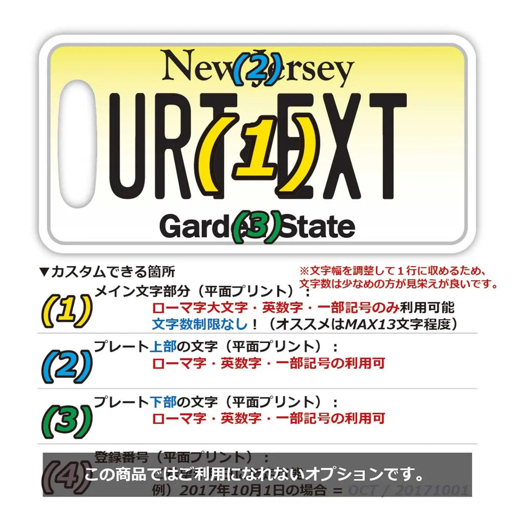 [Etichetta per bagaglio] New Jersey/Originale a forma di targa americana, elegante, per evitare smarrimenti
