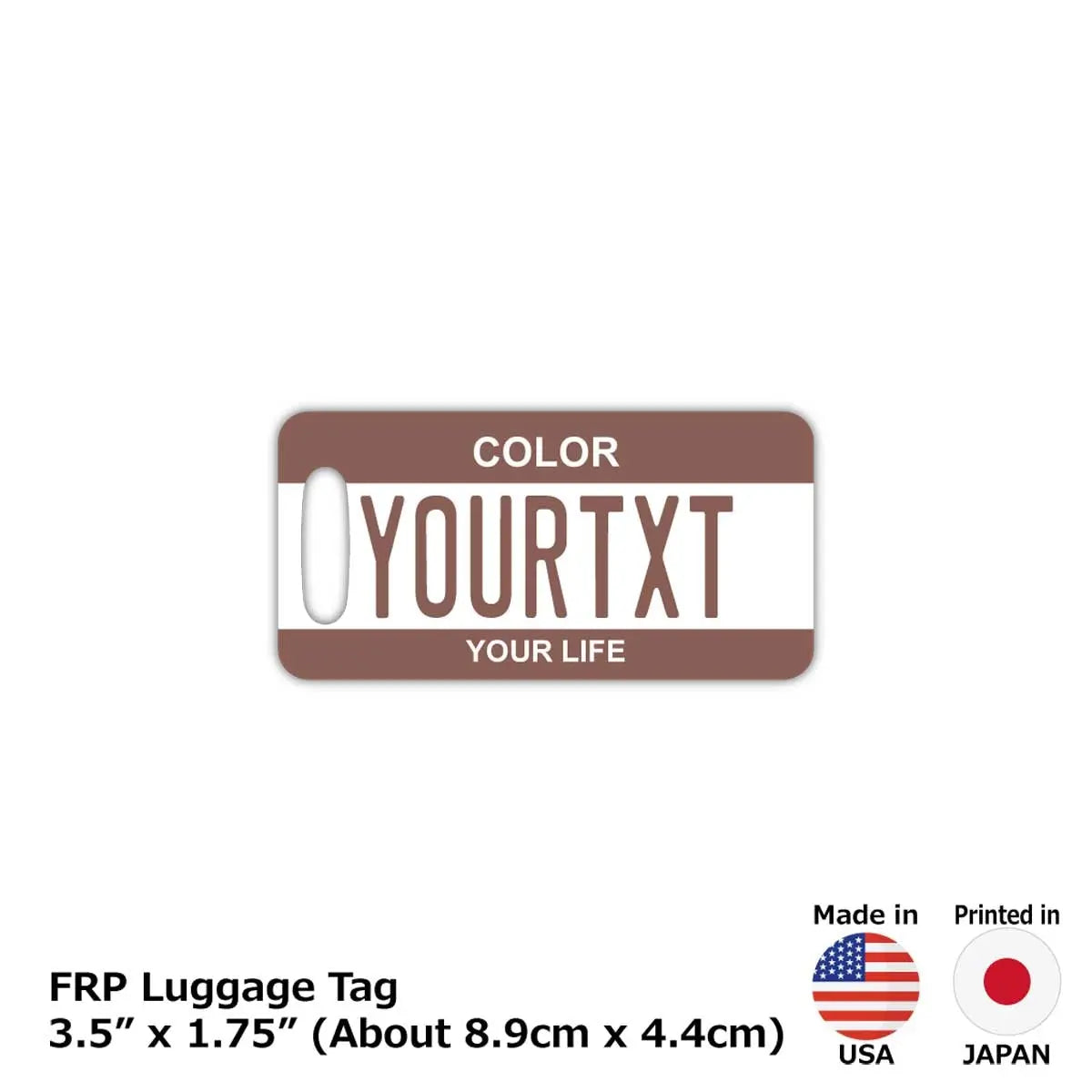 【Etichetta per bagagli】Colore: Marrone / Design originale targa americana / Elegante / Etichetta anti-smarrimento