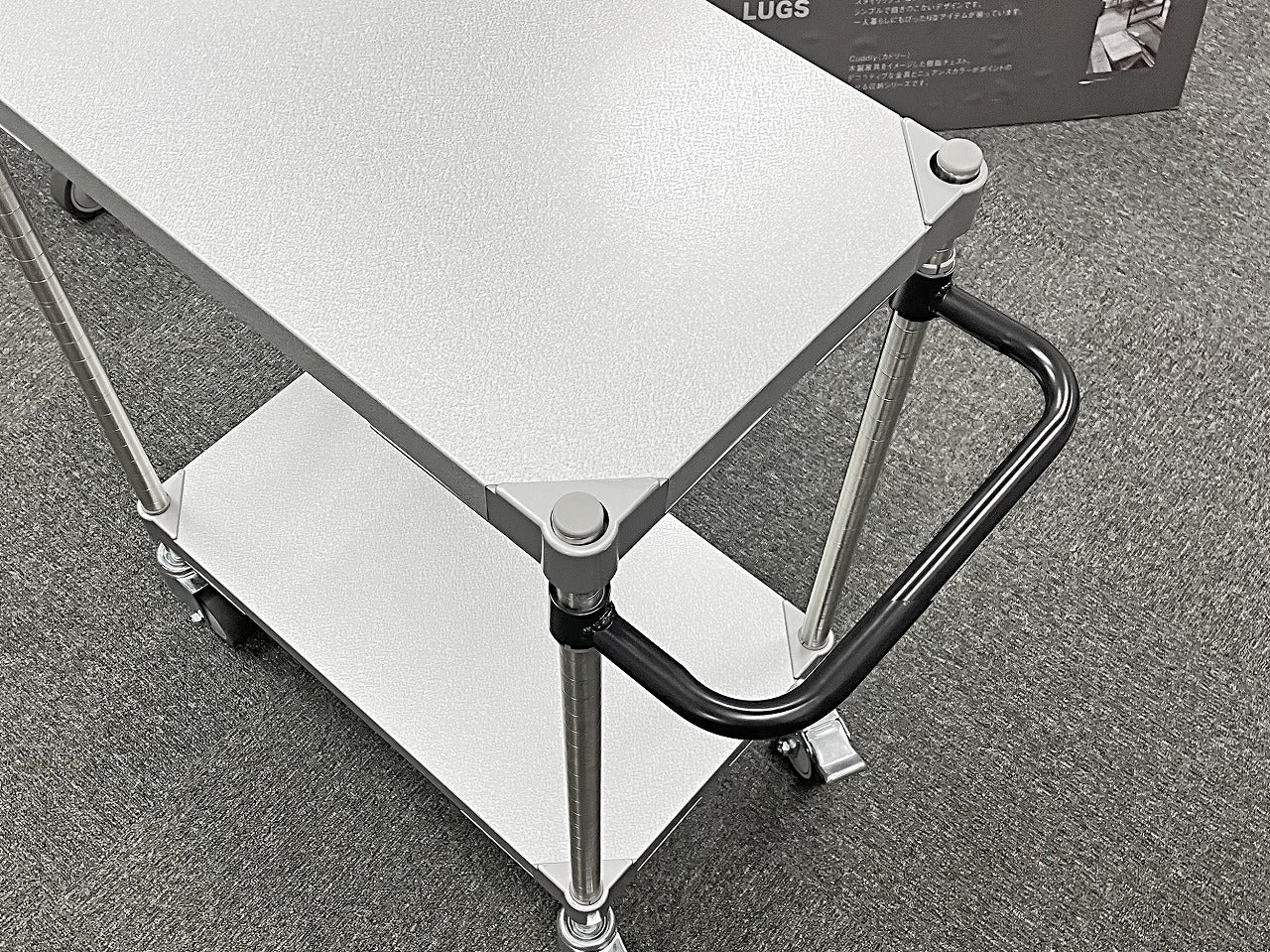 PROFACE Carrello in lamiera Galvalume con protezione, 35x60, 2 ripiani, pali da 900 mm, con maniglia