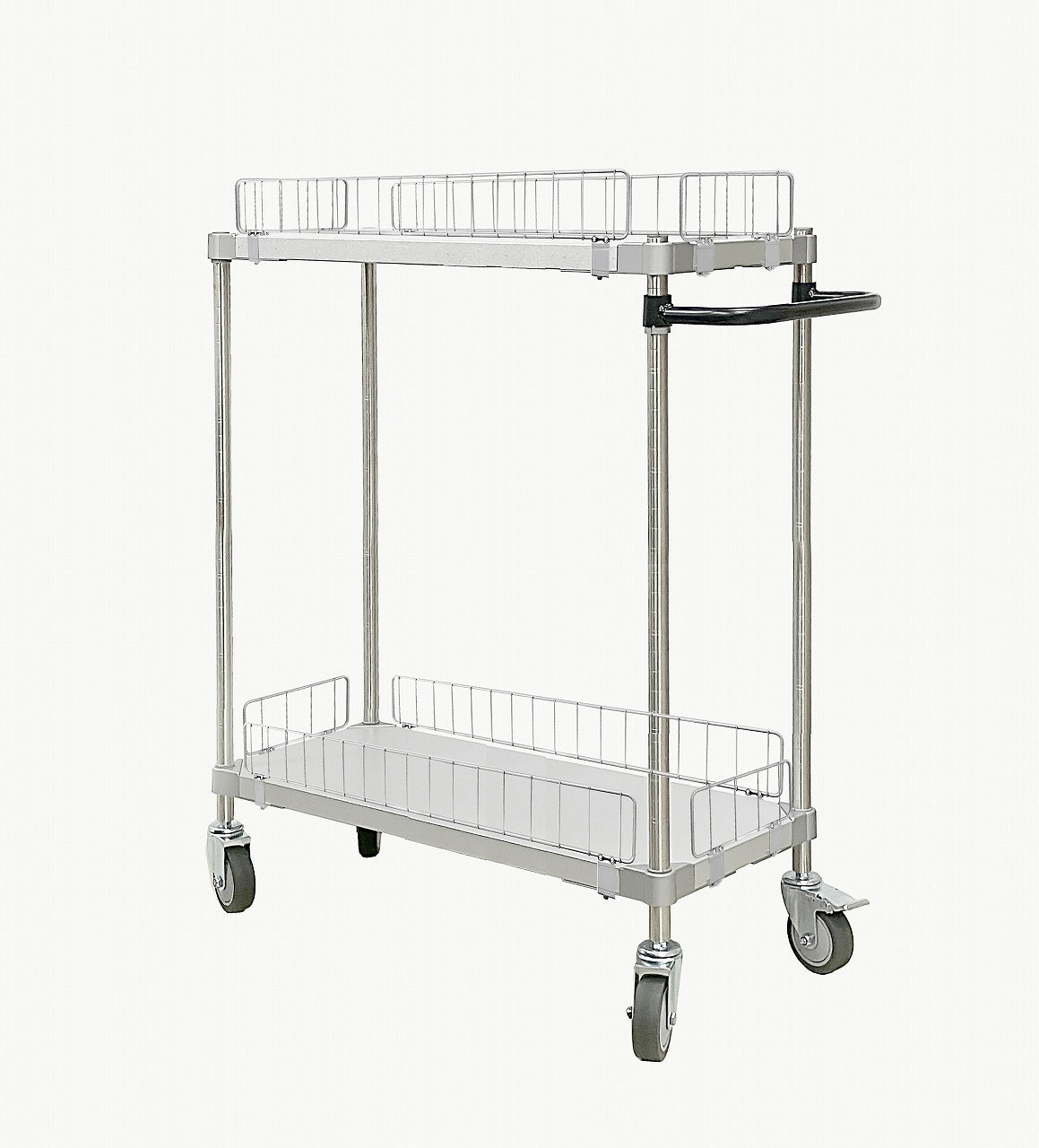PROFACE Carrello in lamiera Galvalume con protezione perimetrale 35x90 2 ripiani Pali 1200 con maniglie