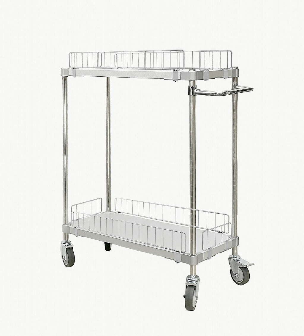 PROFACE Carrello in lamiera Galvalume con protezione perimetrale 35x90 2 ripiani Pali 1200 con maniglie