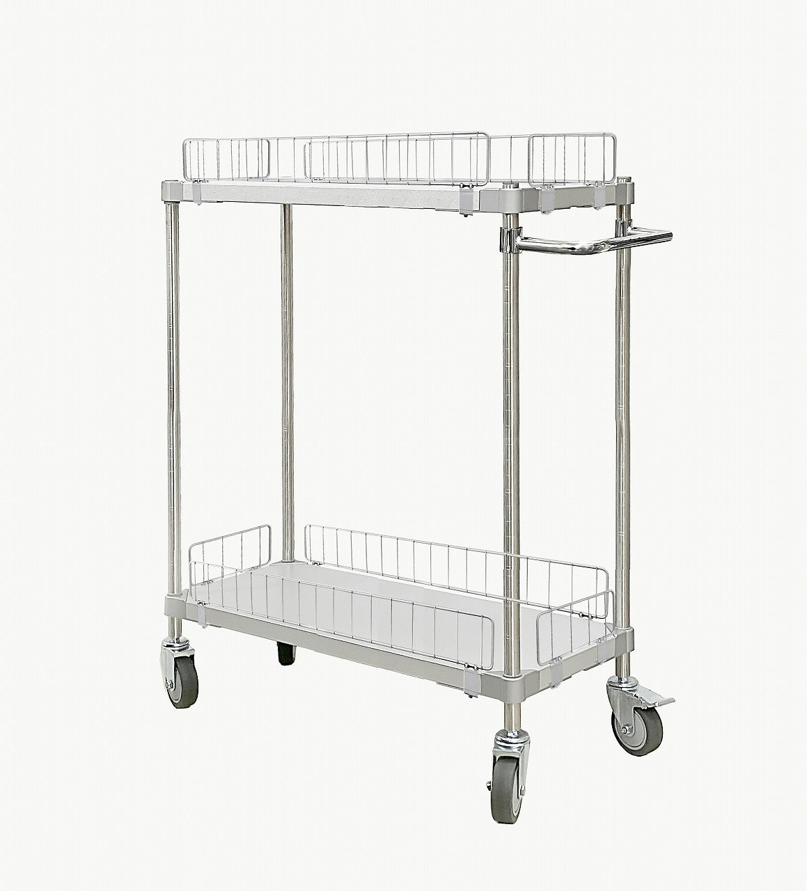 PROFACE Carrello in lamiera Galvalume con protezione perimetrale 35x90 2 ripiani Pali 1200 con maniglie