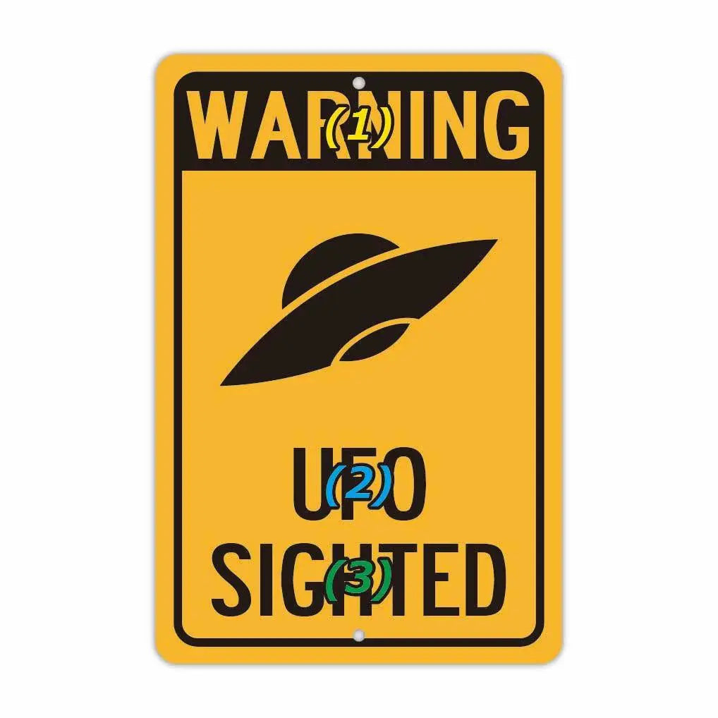 【Targhetta rettangolare】Attenzione! Apparizioni UFO/Targhetta originale americana (circa 20x30cm)